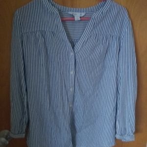 Old Navy blue and white striped tunic shirt size s